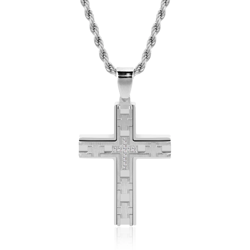 Cross Necklace CZ Diamond Stainless Steel Cross Necklace CZ Diamond Stainless Steel