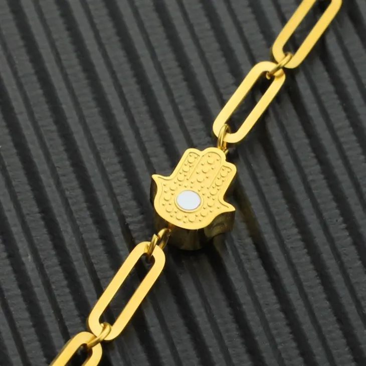Hamsa Charm Paperclip Chain Bracelet best