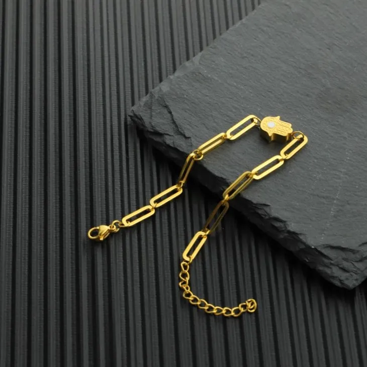 Hamsa Charm Paperclip Chain Bracelet high quality