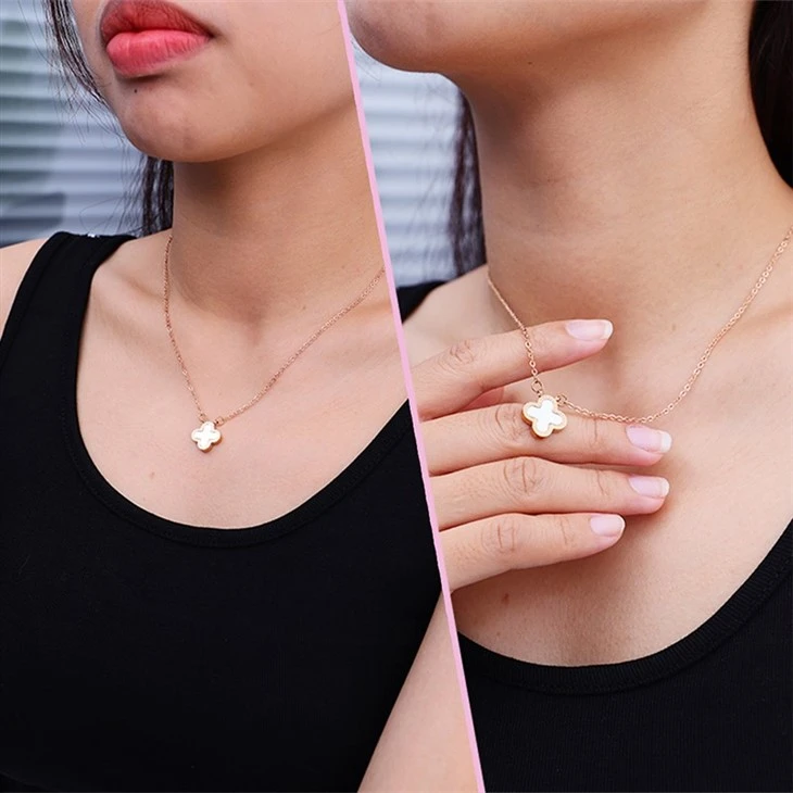 316L Stainless Steel Double-Sided Clover Pendant Necklace – Rose Gold Finish best 316L Stainless Steel Double-Sided Clover Pendant Necklace – Rose Gold Finish best
