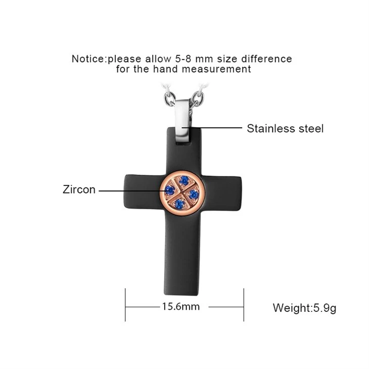Black Cross Pendant Necklace With Blue Zircon suppliers Black Cross Pendant Necklace With Blue Zircon suppliers